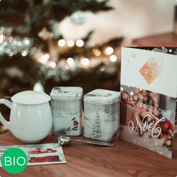 Coffret de Noel Colors of Tea bio personnalisable et son mug